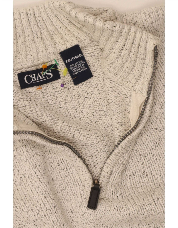 Chaps Herren-Pullover mit Reißverschluss am Hals, 2XL, grau meliert, Baumwolle