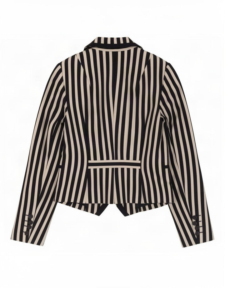 David Lawrence Damen Crop Blazer Jacke US 6 Mittel Marineblau gestreift