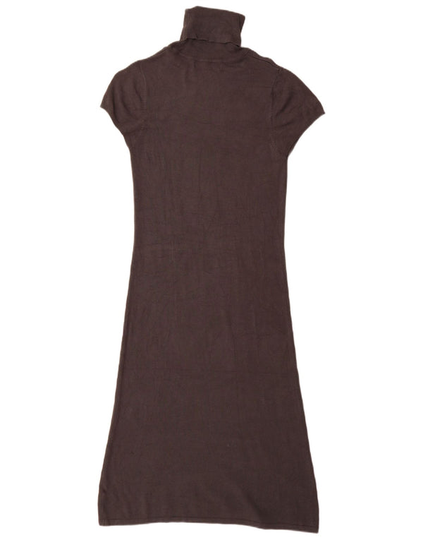 Zara Damen Rollkragenpulloverkleid mit kurzen Ärmeln, UK 14, mittelgraues Viskose