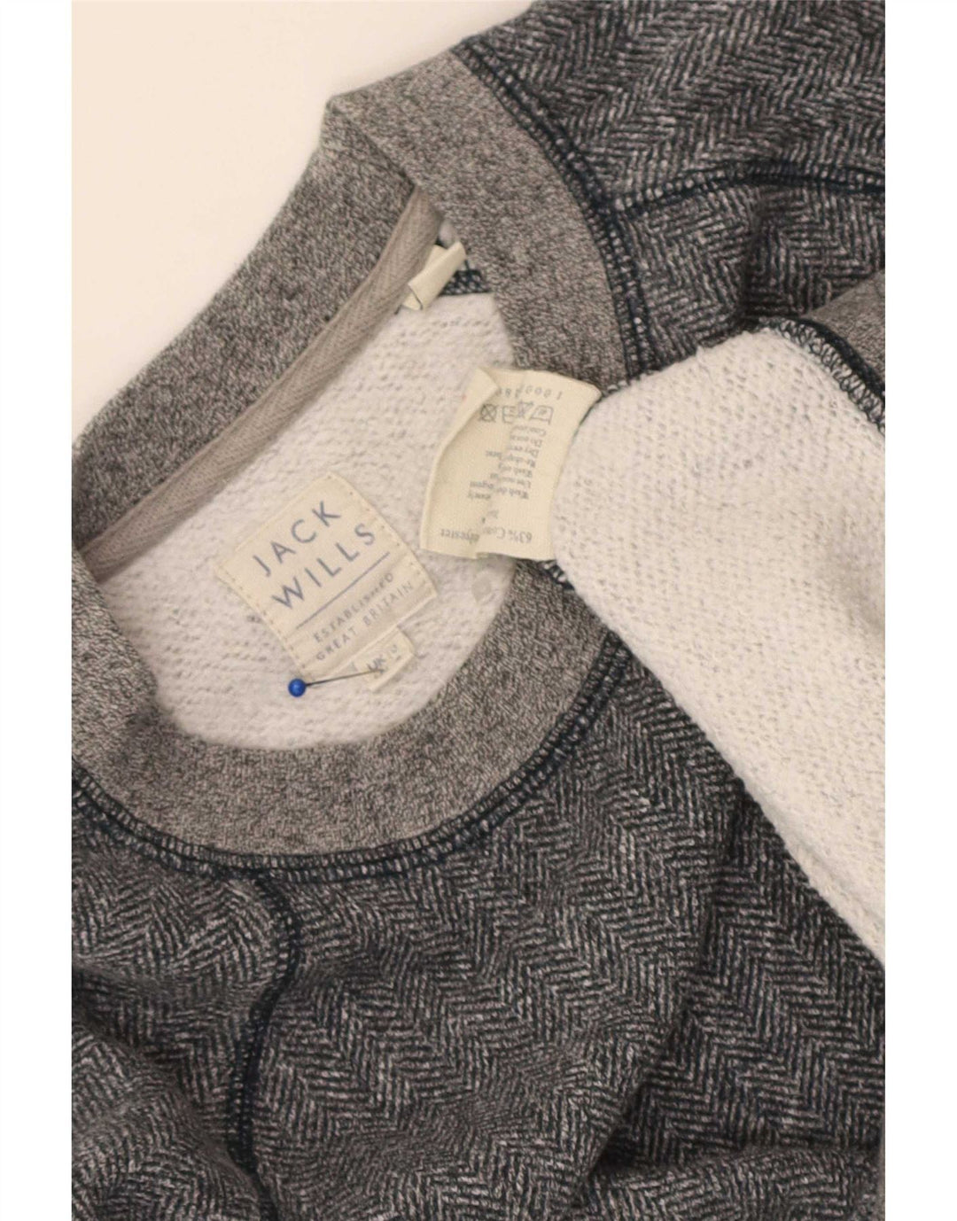 Jack Wills Crop-Sweatshirt für Damen, Gr. 10, Größe S, grau, Fischgrätenmuster