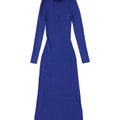 Zara Damen Langarm-Maxikleid UK 12 Mittelblaue Viskose