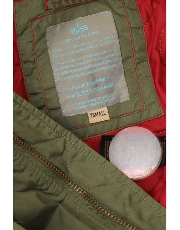 Alpha Industries Damen Bomberjacke mit Grafik, UK 6 XS, grünes Nylon
