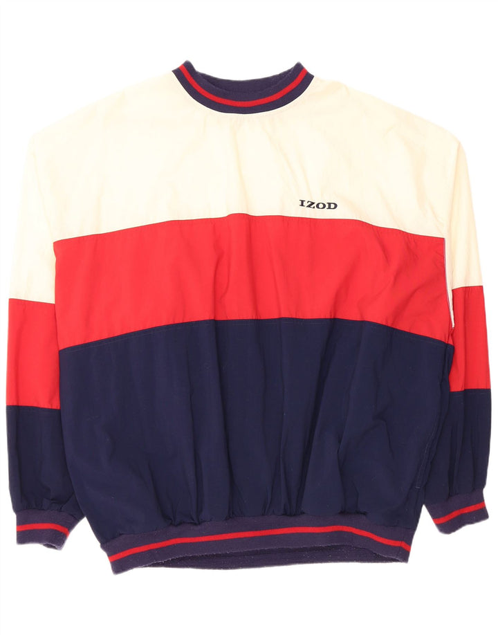 Izod Herren-Pullover-Trainingsanzugoberteil XL Marineblaues Colourblock-Nylon
