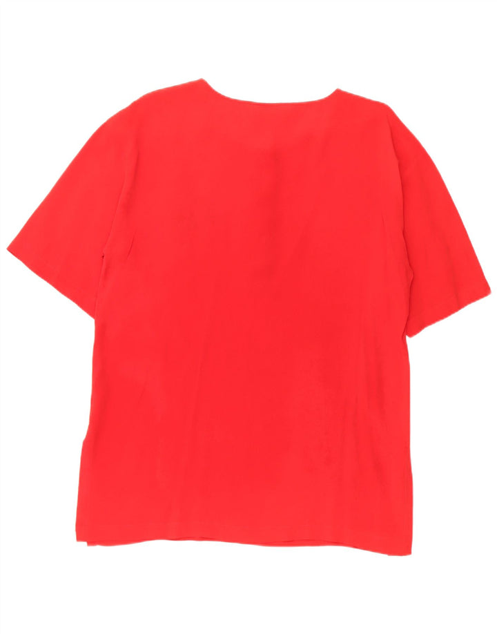 Vintage Damen Bluse Top IT 46 Große rote Seide