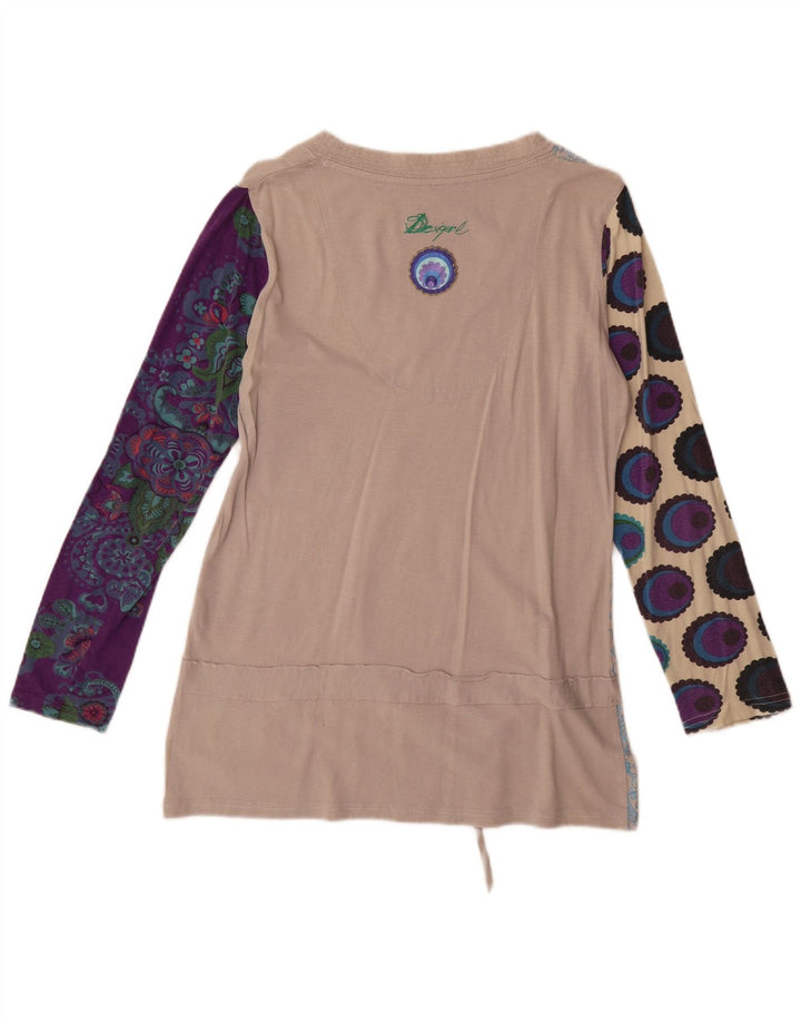 Desigual Damen Tunika-Oberteil mit abstraktem Muster UK 18 XL Beige Baumwolle