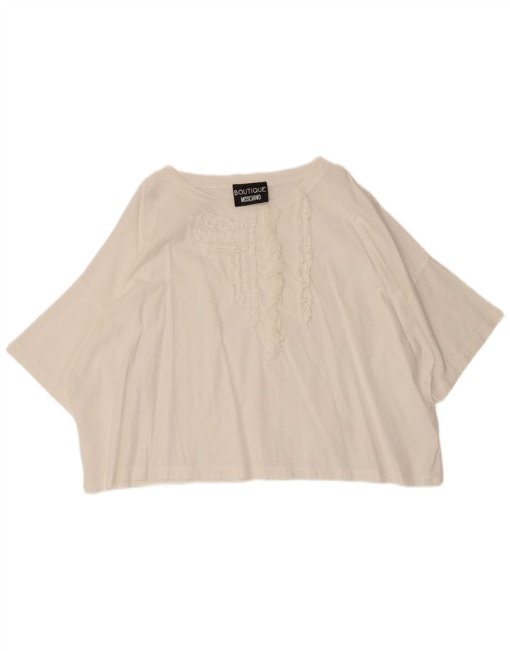 Moschino Damen-Blusenoberteil in Übergröße, UK 20 2XL, weiße Baumwolle