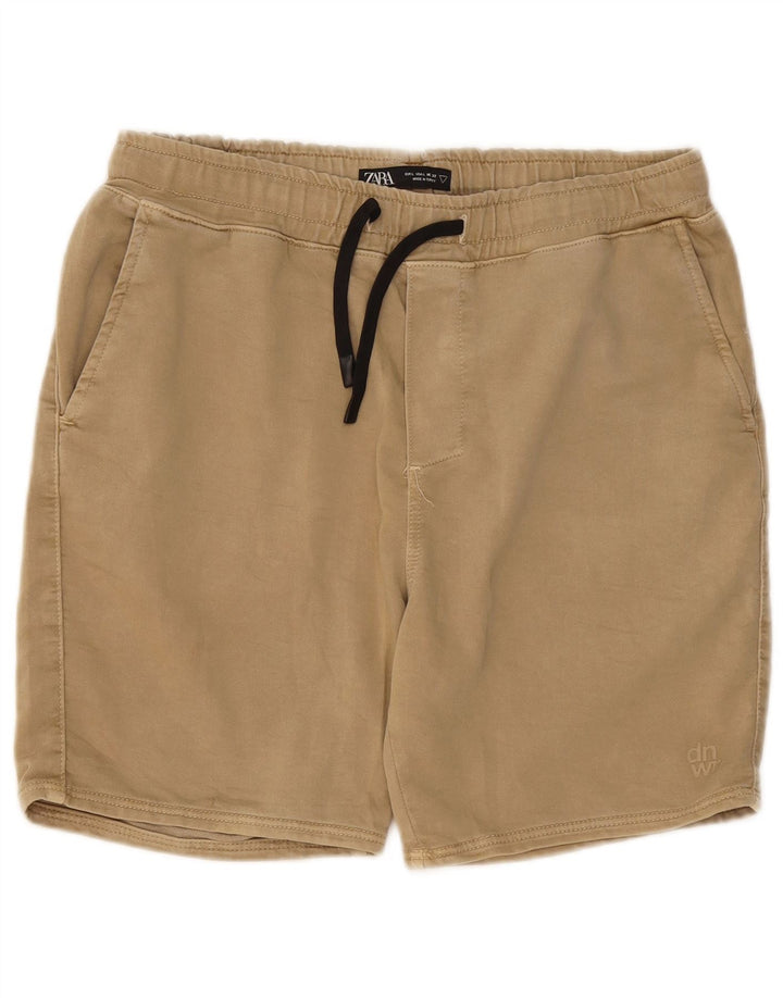 Zara Herren Chino-Shorts, Größe L, W32, Beige, Baumwolle