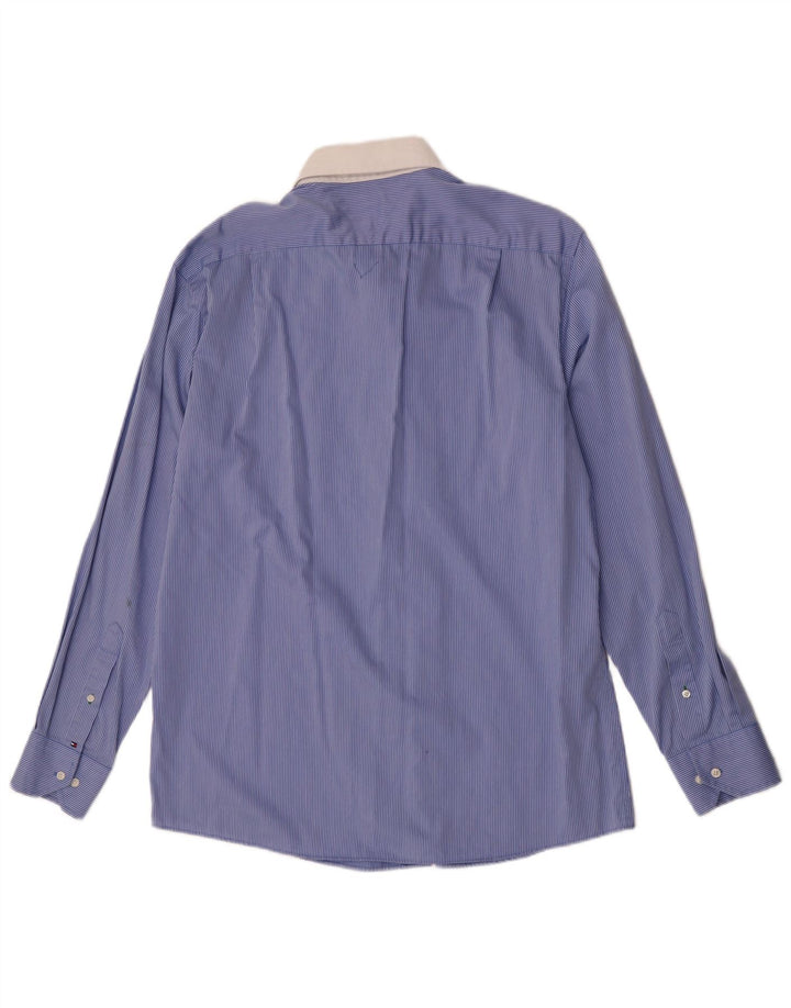 Tommy Hilfiger Herrenhemd Größe 16 1/2 Large Blauer Nadelstreifen
