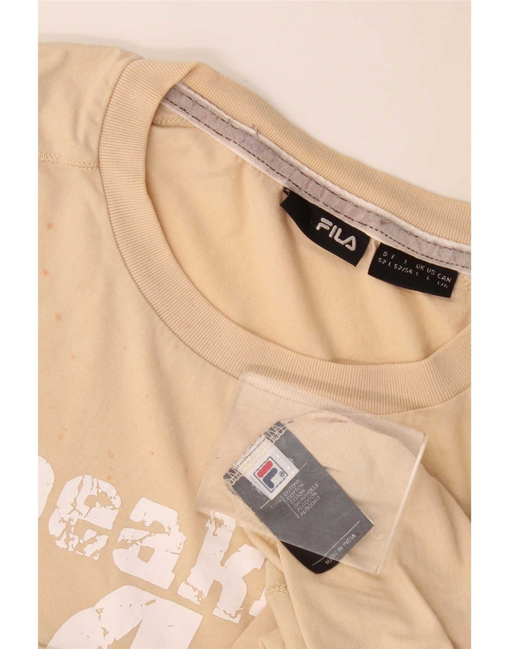 Fila Herren-T-Shirt mit Grafik, Größe L, Beige, Baumwolle