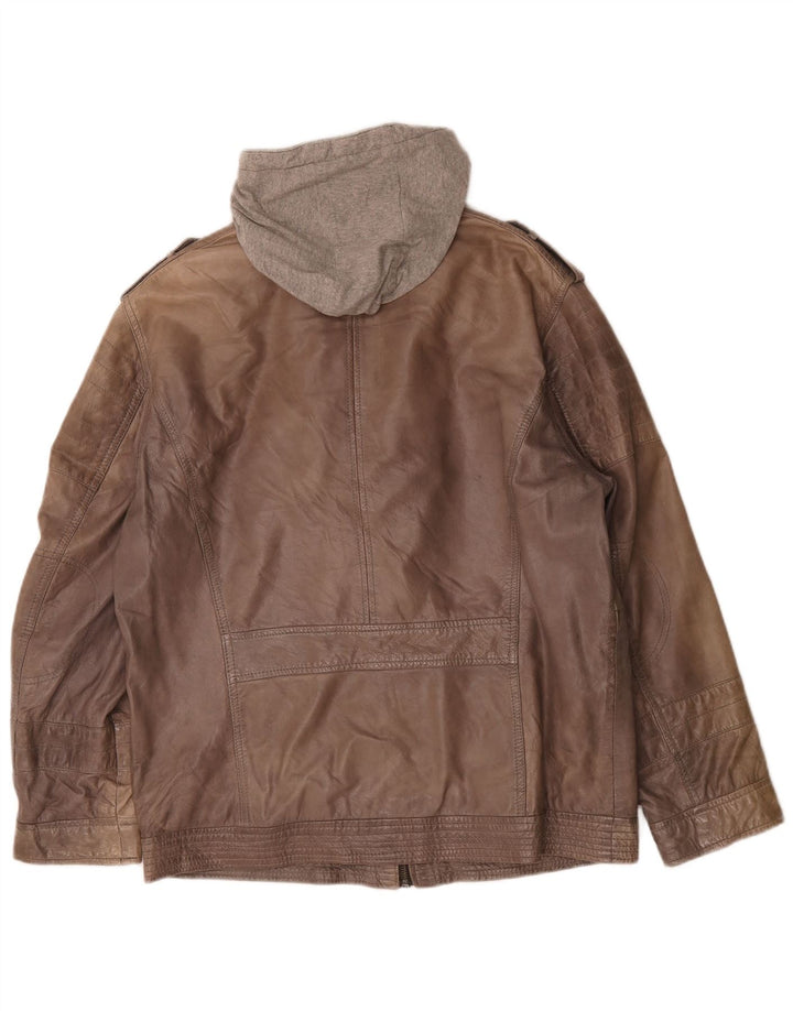Engbers Herren-Lederjacke mit Kapuze, Größe 40, Braun