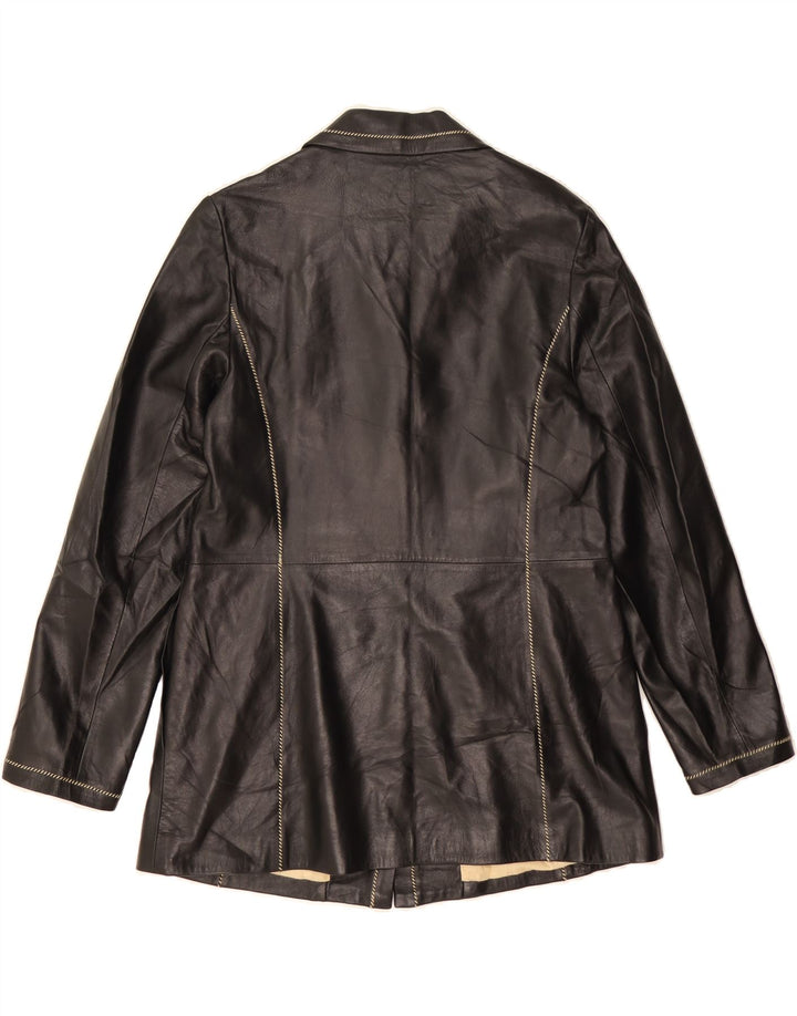 GALLOTTI Womens Leather Jacket IT 46 Large Black Leather Vintage Gallotti and Second-Hand Gallotti from Messina Hembry 