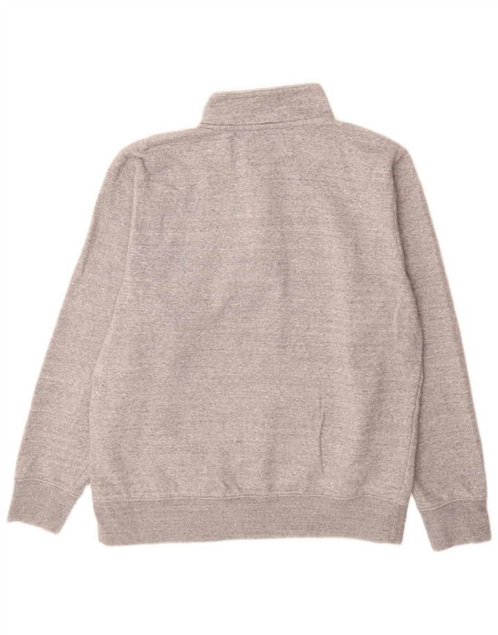 JACK WILLS Herren-Sweatshirt mit Reißverschluss am Hals, große, grau gesprenkelte Baumwolle