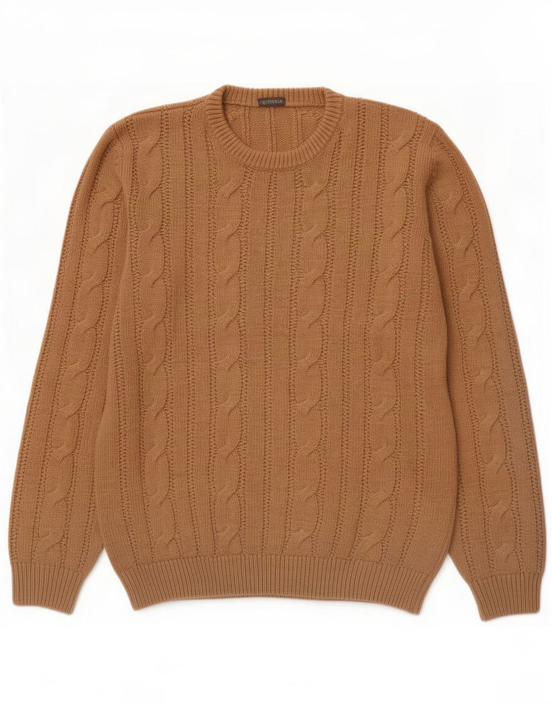 Vintage Herren Rundhalspullover Pullover Mittelbraun Acryl