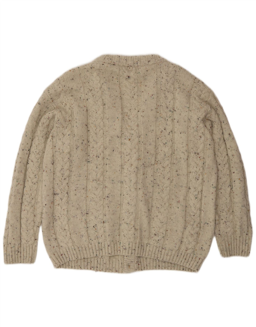 Vintage Herren-Cardigan-Pullover, große beige gefleckte Wolle
