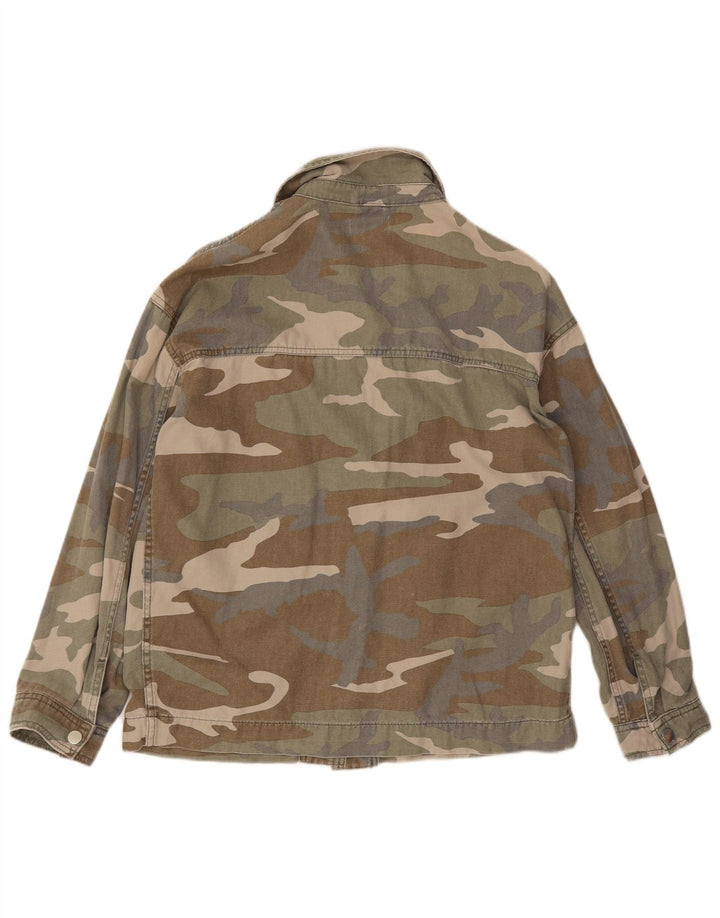 Übergroße Utility-Jacke für Damen von Topshop, UK 10, Größe S, Khaki, Camouflage, Baumwolle
