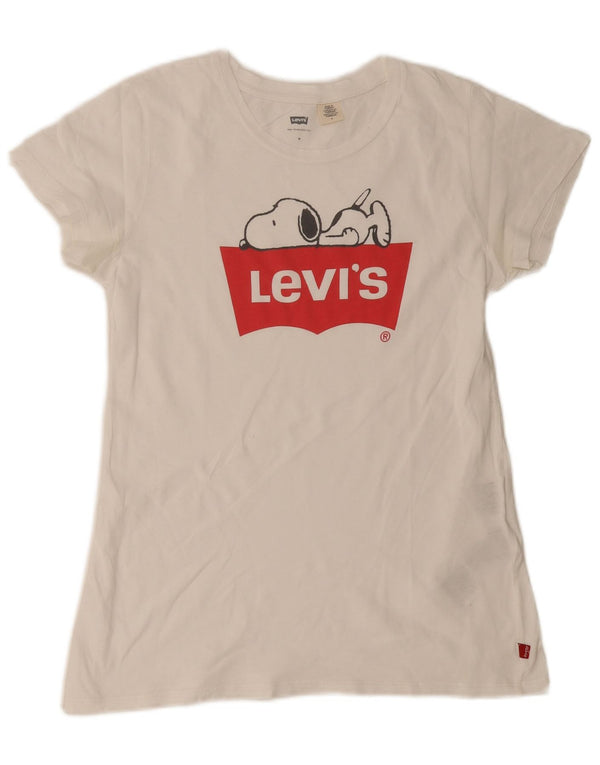 Levi's Damen-T-Shirt mit Grafik, UK 12, mittelweiße Baumwolle