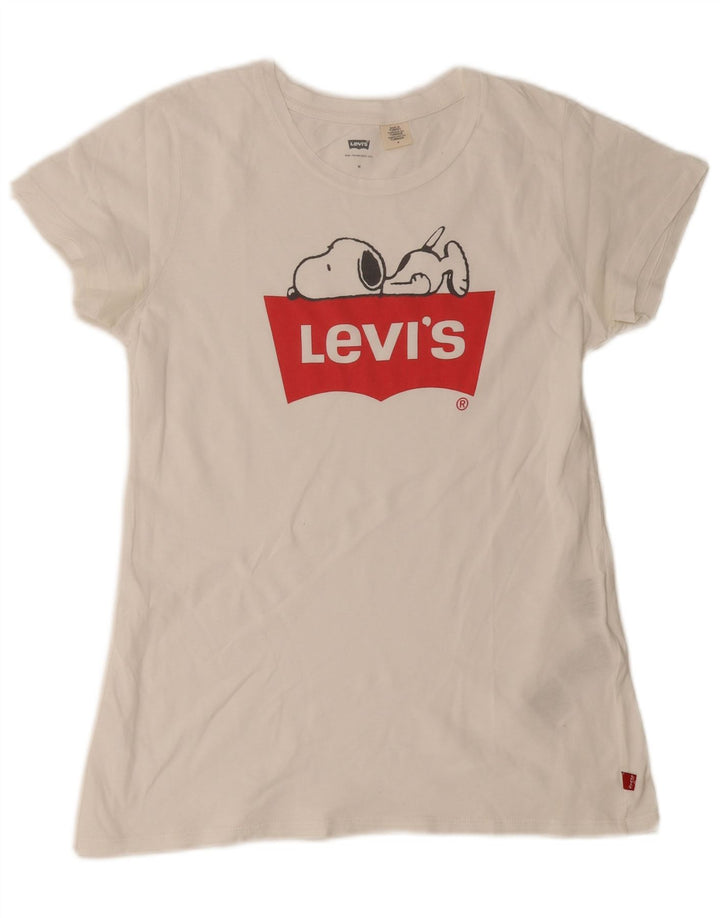 Levi's Damen-T-Shirt mit Grafik, UK 12, mittelweiße Baumwolle