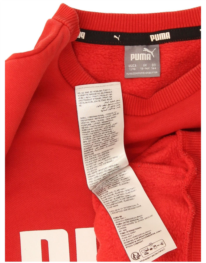 Puma Jungen Grafik-Sweatshirt-Pullover 13–14 Jahre, rote Baumwolle