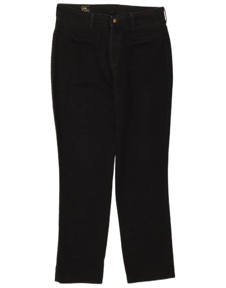 Lee Damen Straight Jeans W34 L28 Schwarze Baumwolle