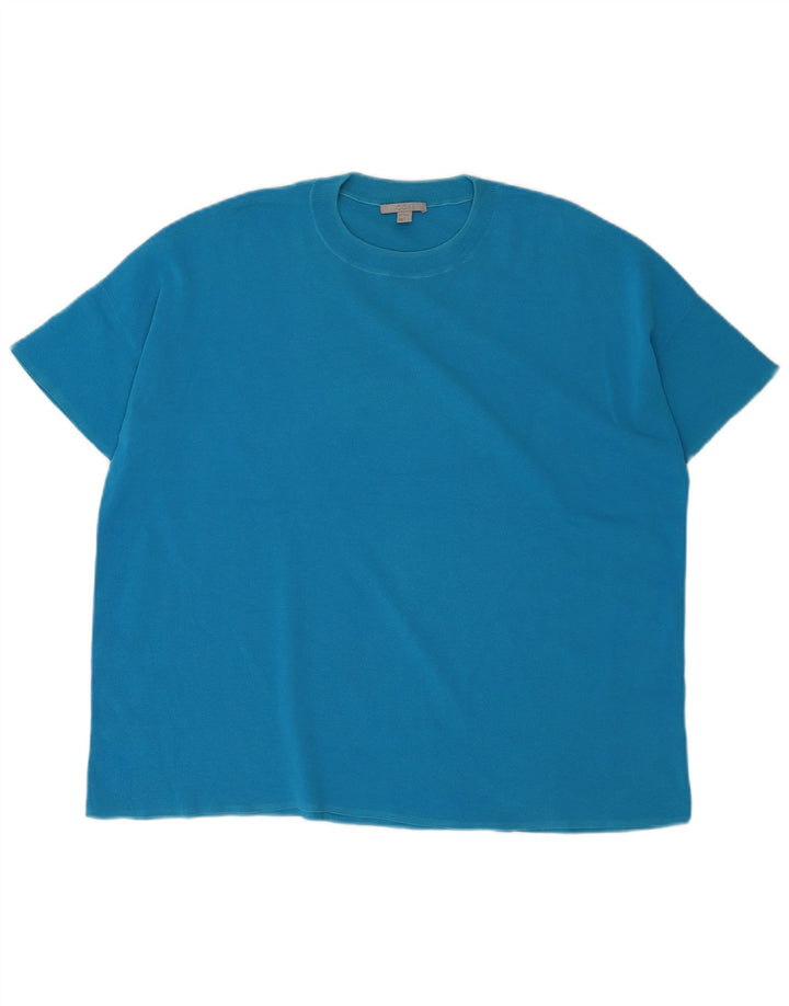 Cos Herren-T-Shirt-Oberteil aus mittelblauer Baumwolle
