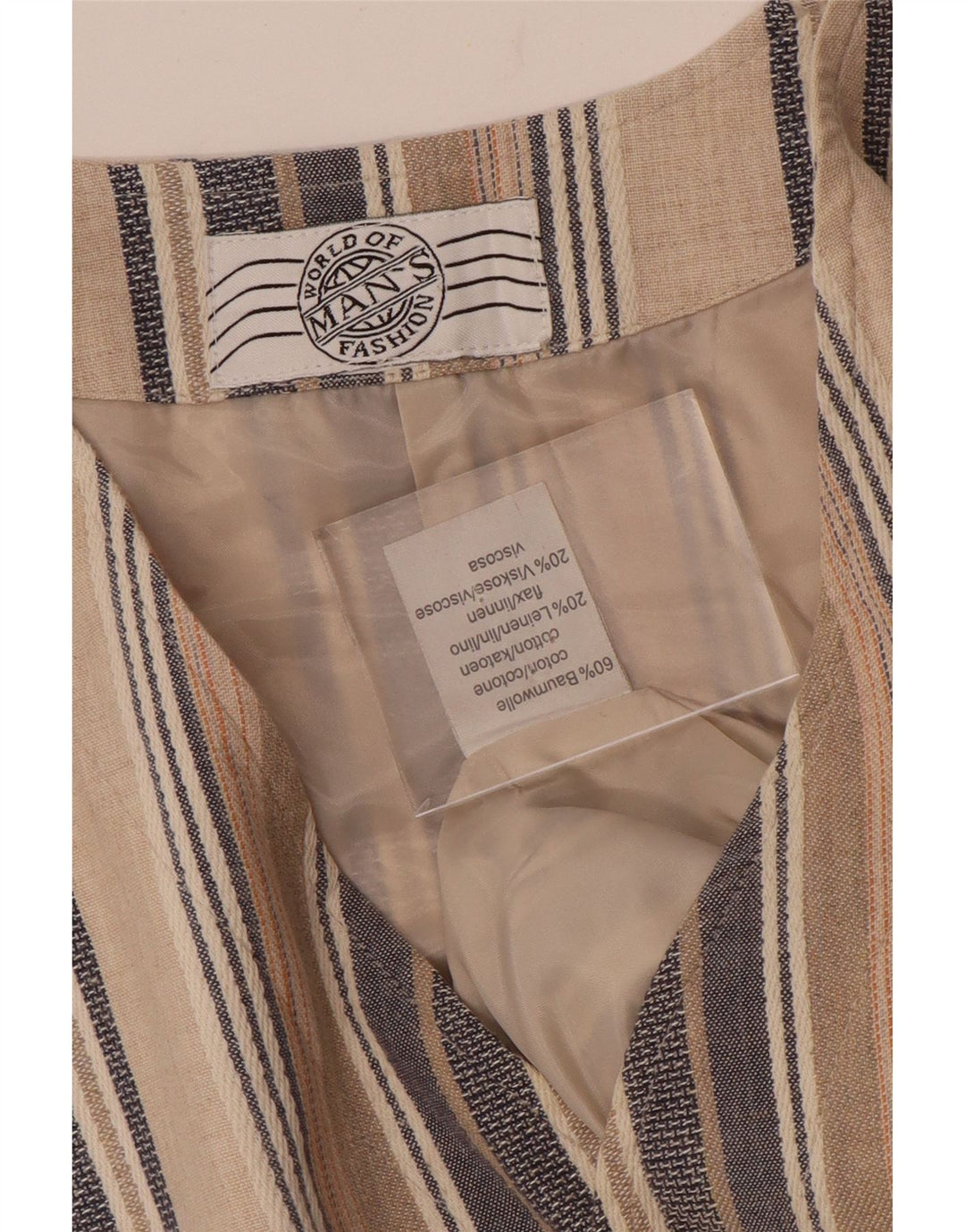 Vintage Herrenweste, große beige gestreifte Baumwolle