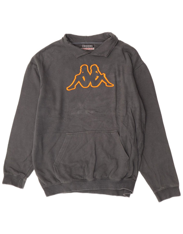 Kappa Herren-Sweatshirt mit Rollkragen, 2XL, graue Baumwolle