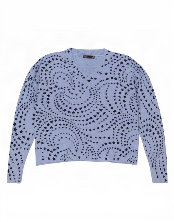 Marks & Spencer Damen Pullover mit abstraktem Muster und V-Ausschnitt, UK 20 2XL Blau