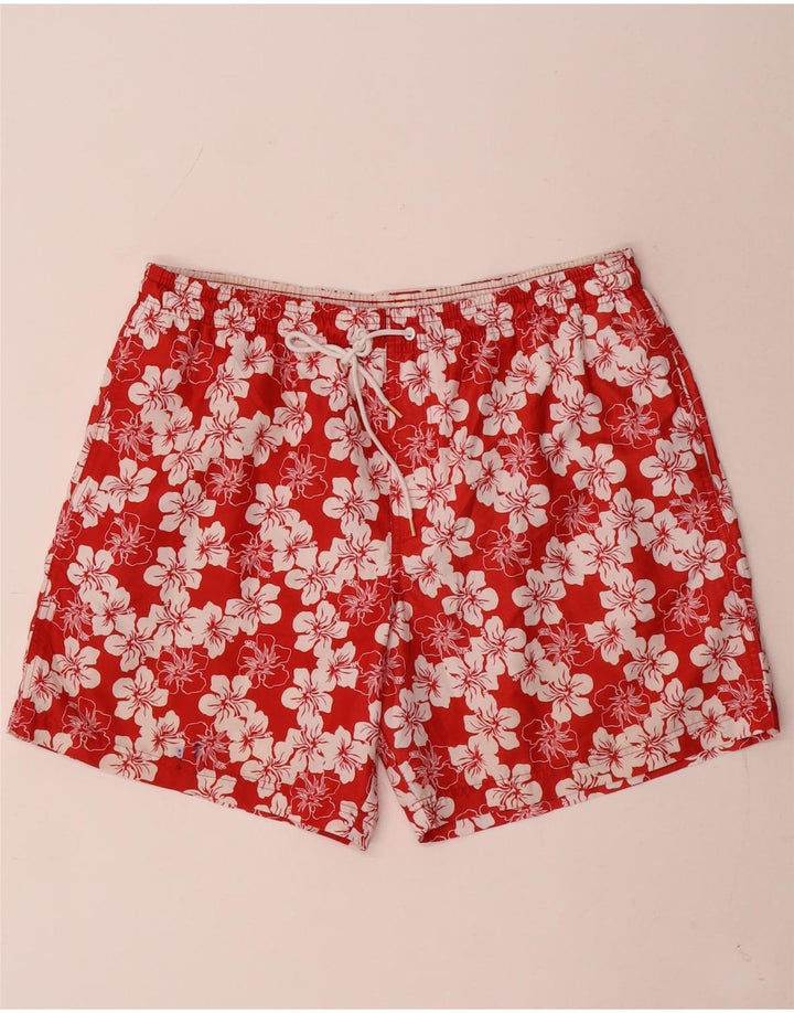 Marks & Spencer Herren-Badeshorts, groß, rotes Blumenmuster, Polyester