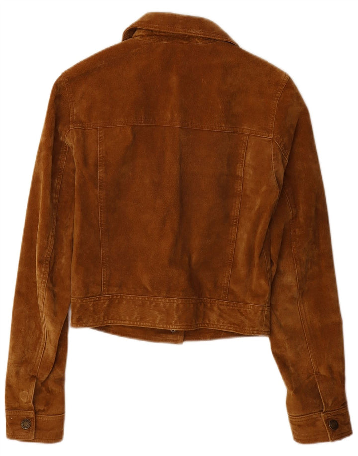 John Baner Damen Wildlederjacke UK 8 Small Braunes Leder