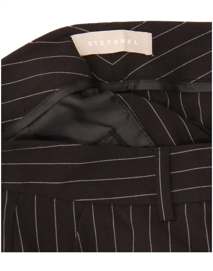 Stefanel Damen Slim Anzughose W32 L28 Schwarz gestreift