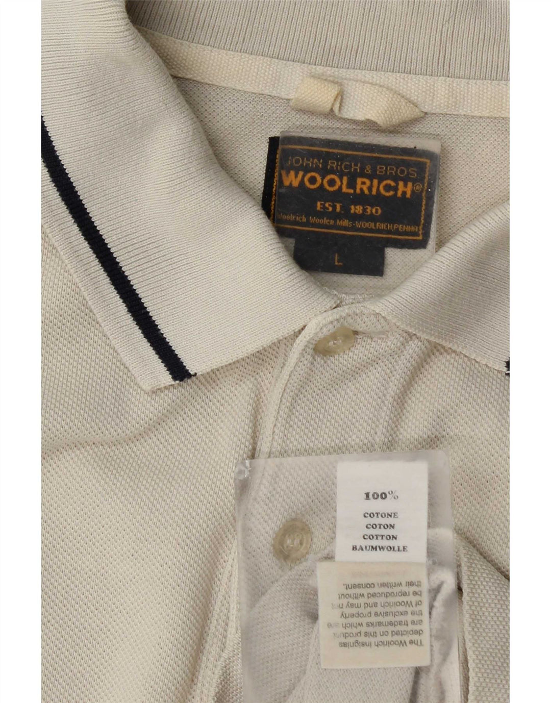 Woolrich Herren-Poloshirt, groß, beige Baumwolle