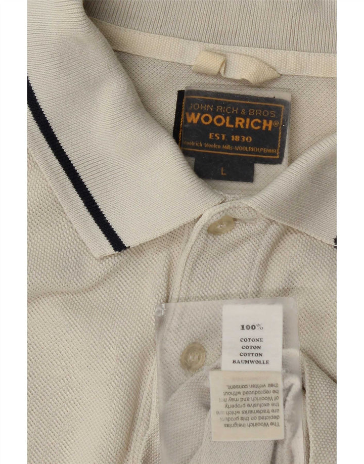 Woolrich Herren-Poloshirt, groß, beige Baumwolle