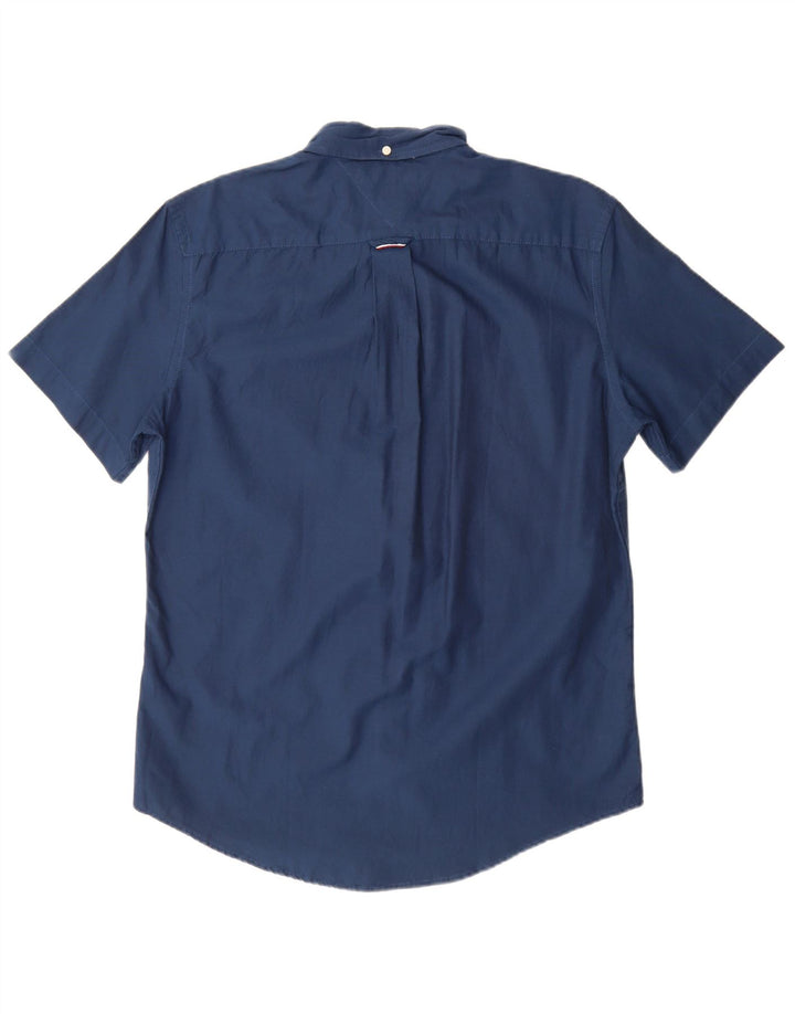 Tommy Hilfiger Herren-Kurzarmhemd, mittelmarineblaue Baumwolle