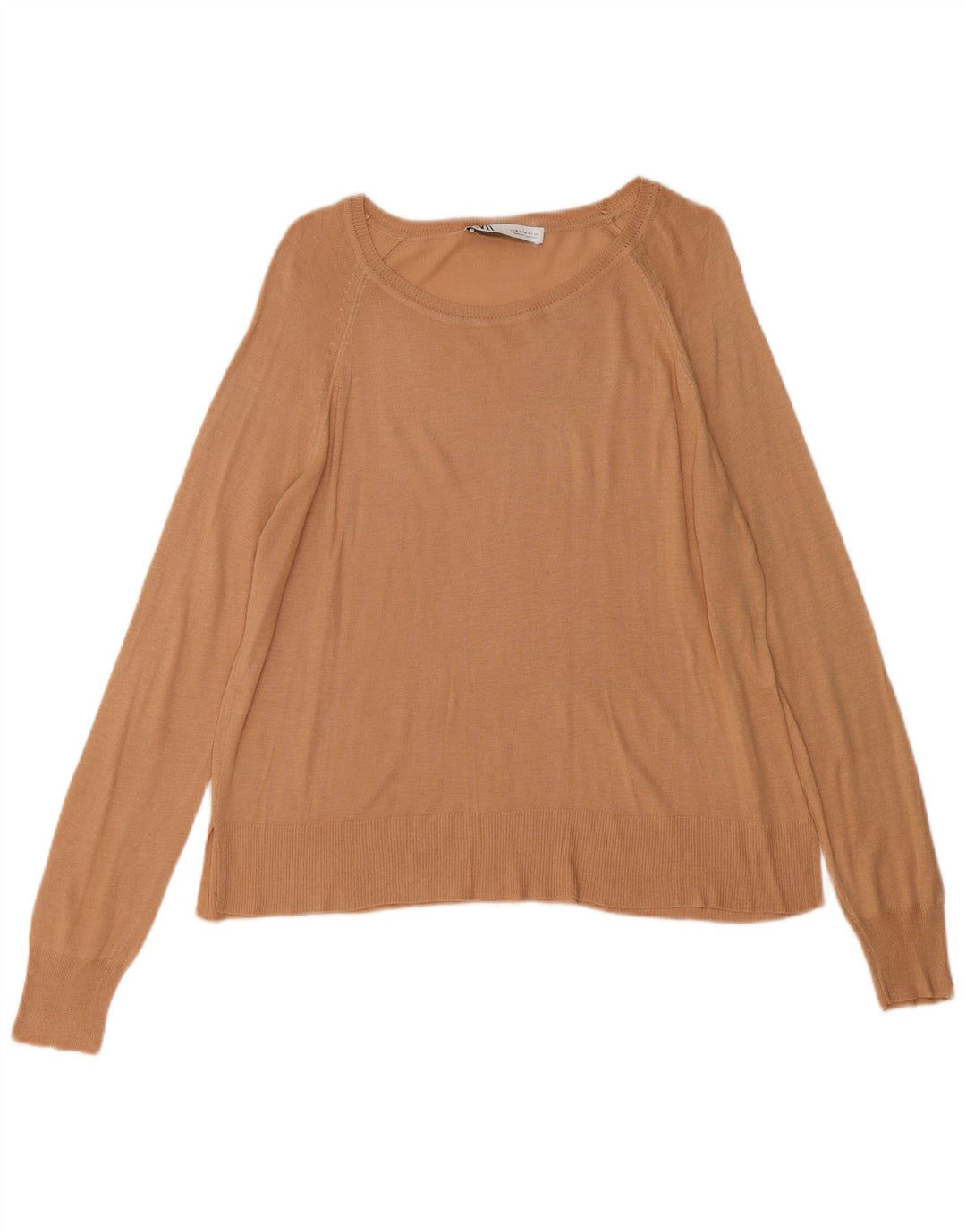 ZARA Damen-Pullover mit U-Boot-Ausschnitt, Gr. 14, Mittelbeige