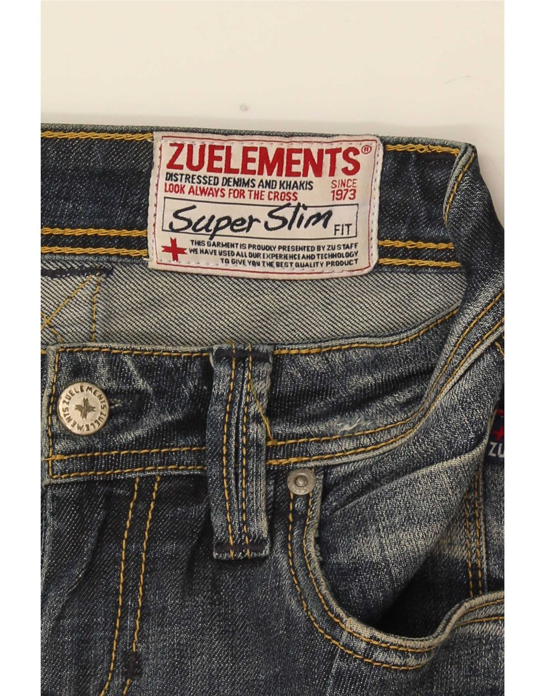 Zu Elements Damen Distressed Skinny Jeans W26 L31 Blaue Baumwolle