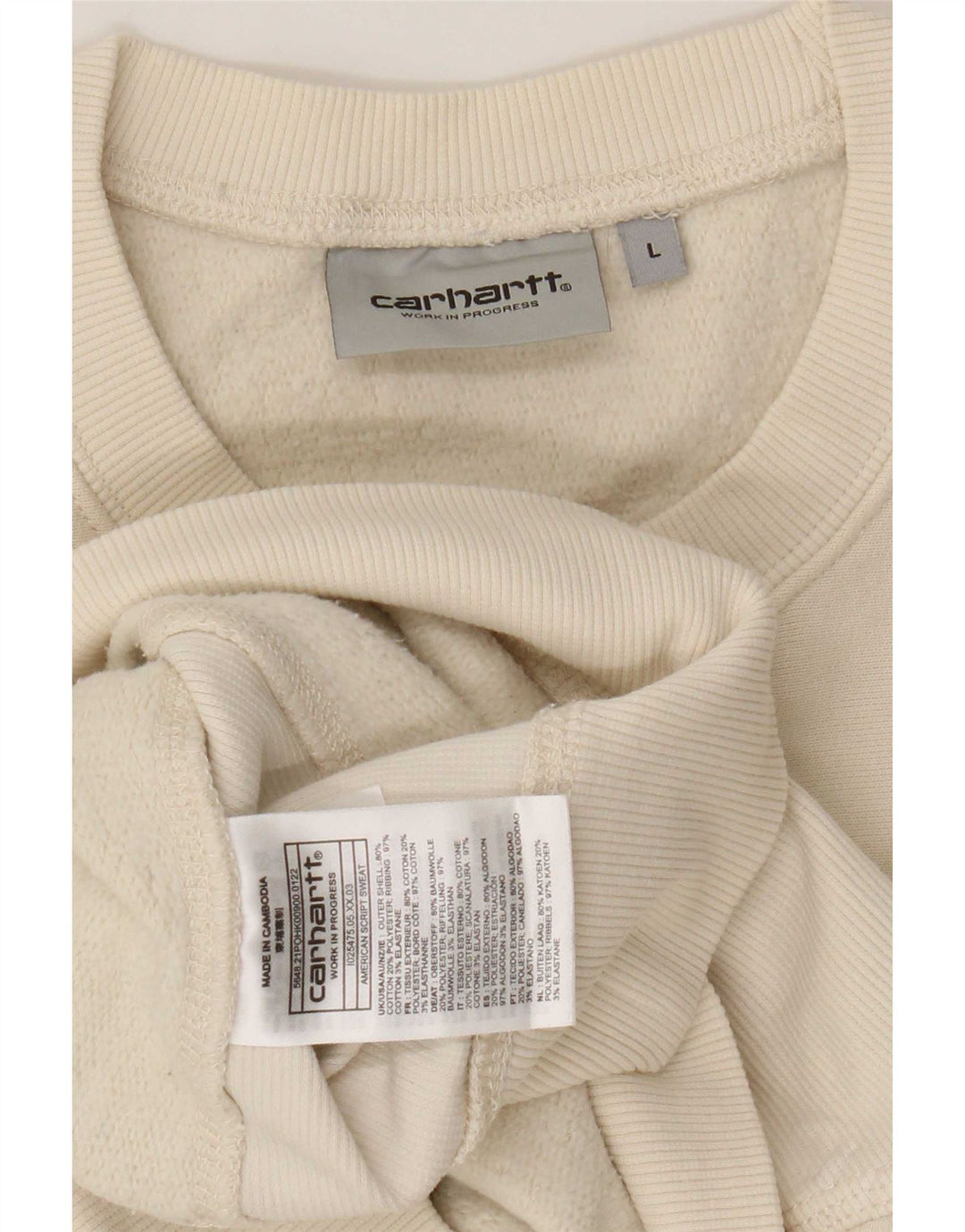 Carhartt Herren Sweatshirt Pullover Large Beige Baumwolle