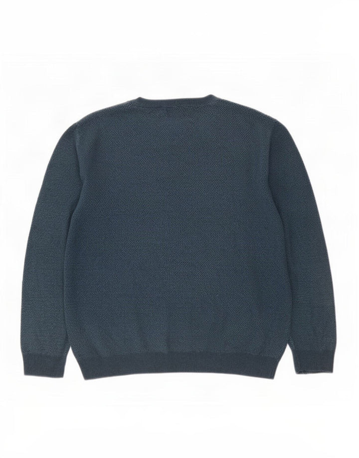 Marks & Spencer Herren-Pullover mit Rundhalsausschnitt, Größe L, aus blauer Baumwolle