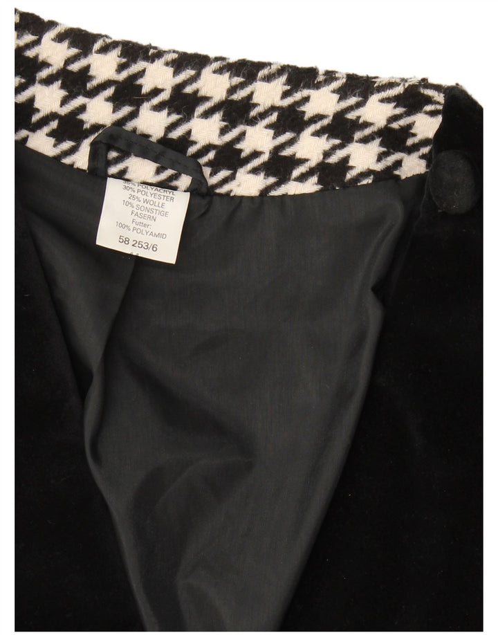 Vintage Damen Zweireihiger Mantel UK 20 2XL Schwarzer Hahnentritt-Polyacryl