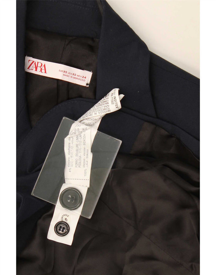 Zara Damen 2-Knopf-Übergröße-Blazerjacke UK 6 XS Marineblaue Viskose
