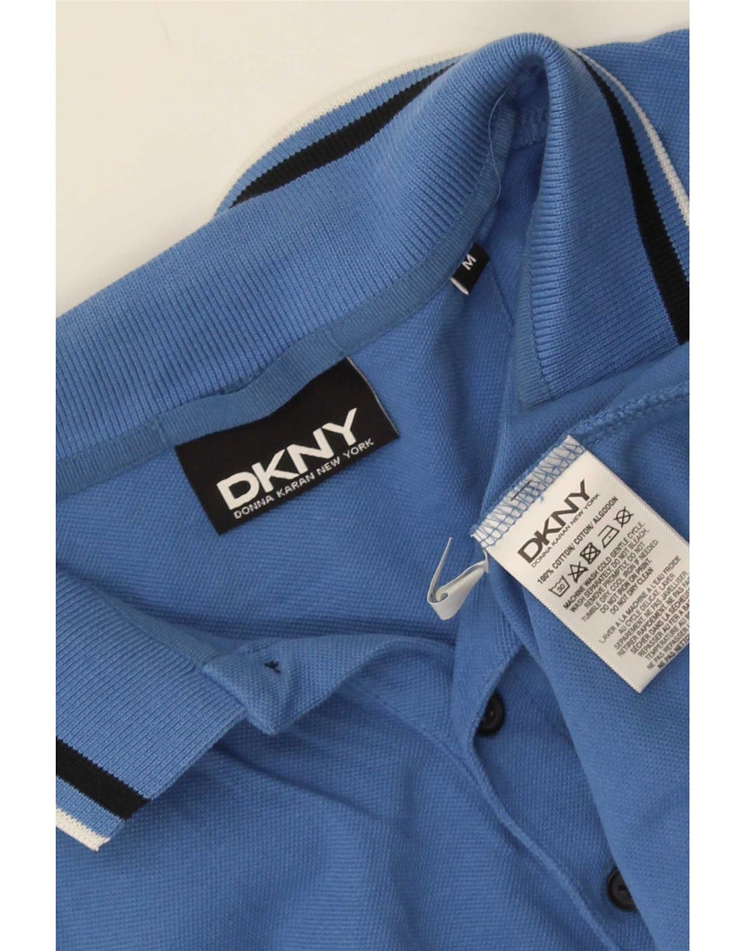 Dkny Herren-Poloshirt aus mittelblauer, gestreifter Baumwolle
