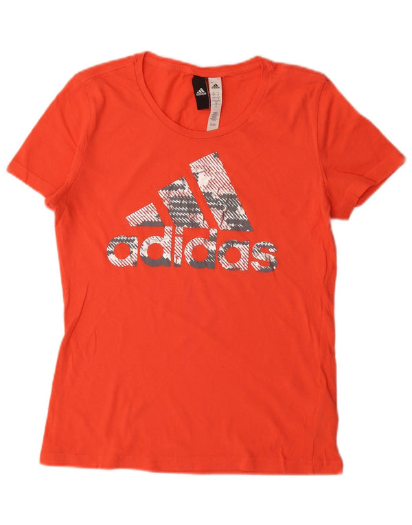 Adidas Damen Grafik T-Shirt Top UK 8/10 Small Orange Baumwolle