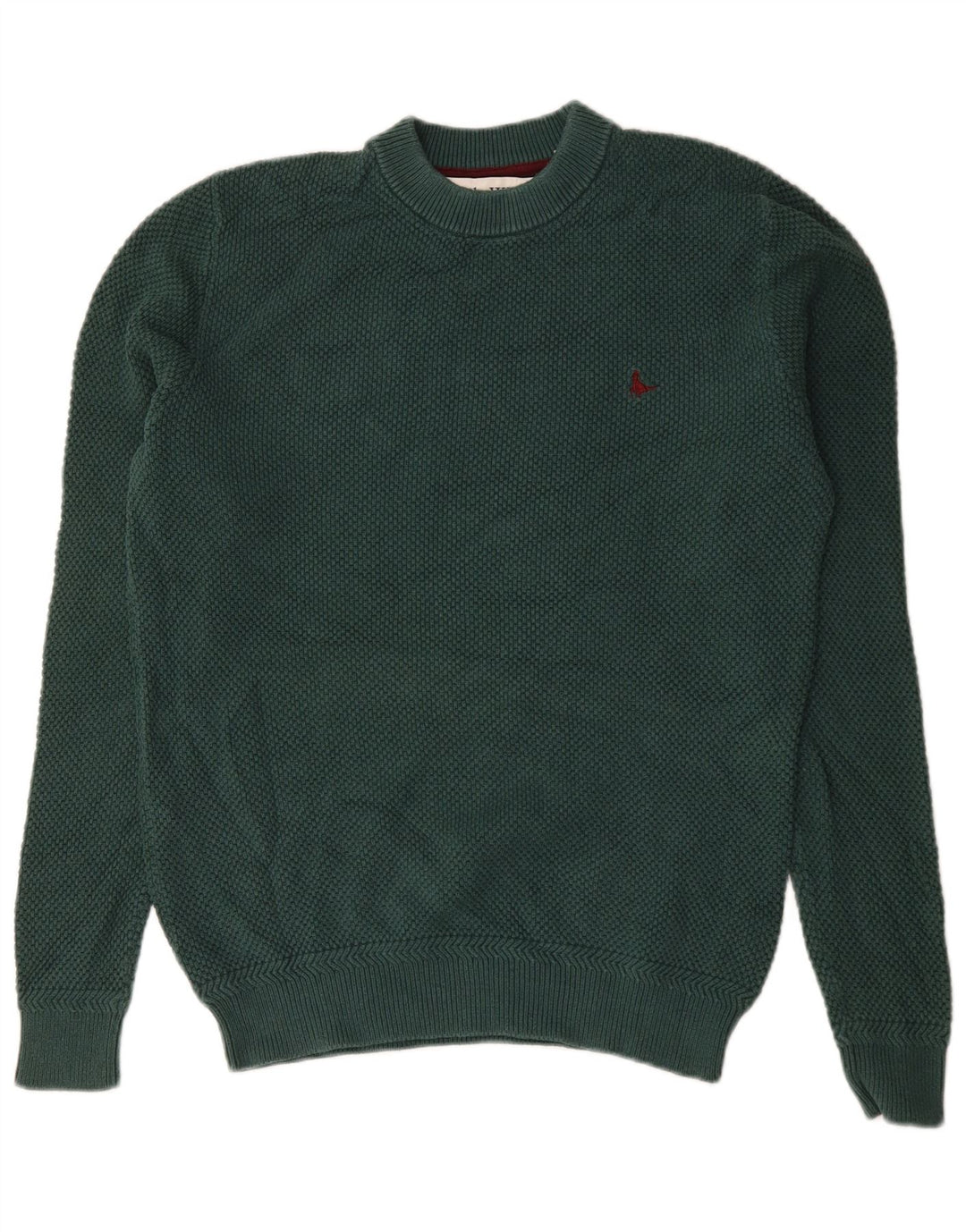 Jack Wills Herren-Pullover mit Rundhalsausschnitt, mittelgrüne Baumwolle