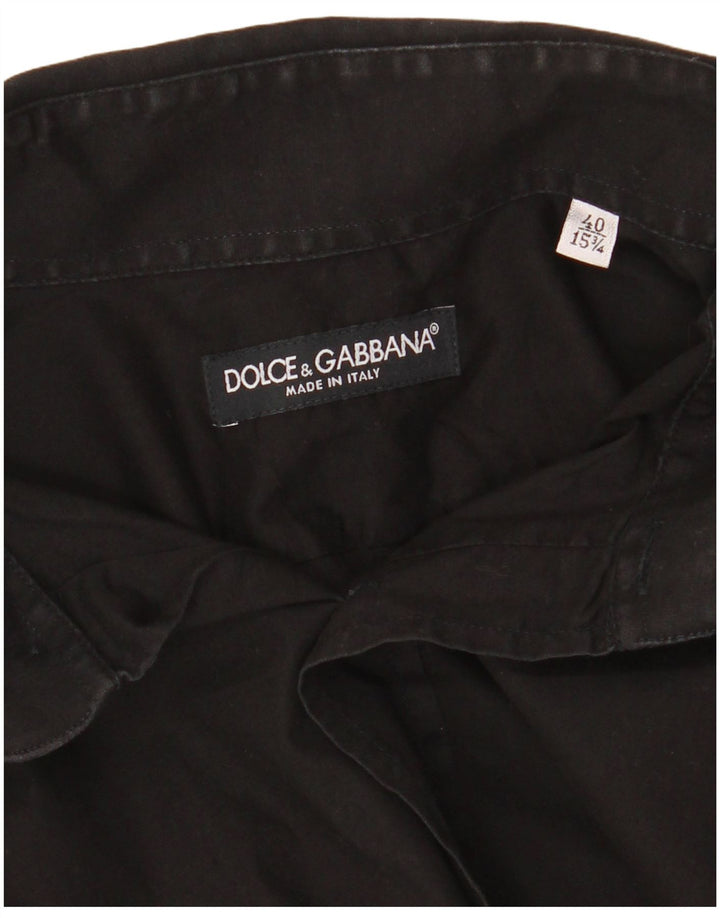 Dolce & Gabbana Herrenhemd Größe 40 15 3/4 Medium Schwarz