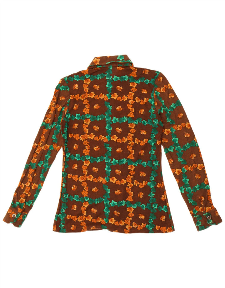 Anna Damen-Hemd UK 12 Mittelbraun mit Blumenmuster
