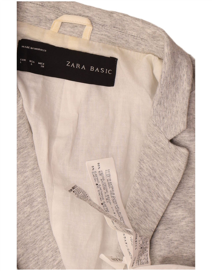 Zara Damen 1-Knopf-Blazerjacke UK 14 Große graue Viskose