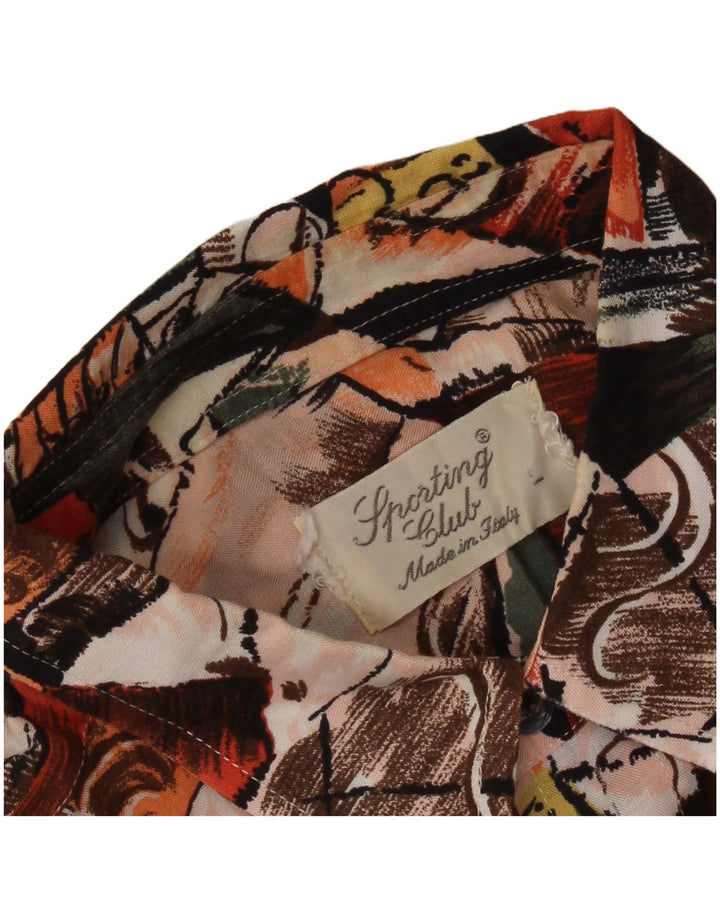 Vintage Herren-Kurzarmshirt mit abstraktem Muster, groß, mehrfarbig