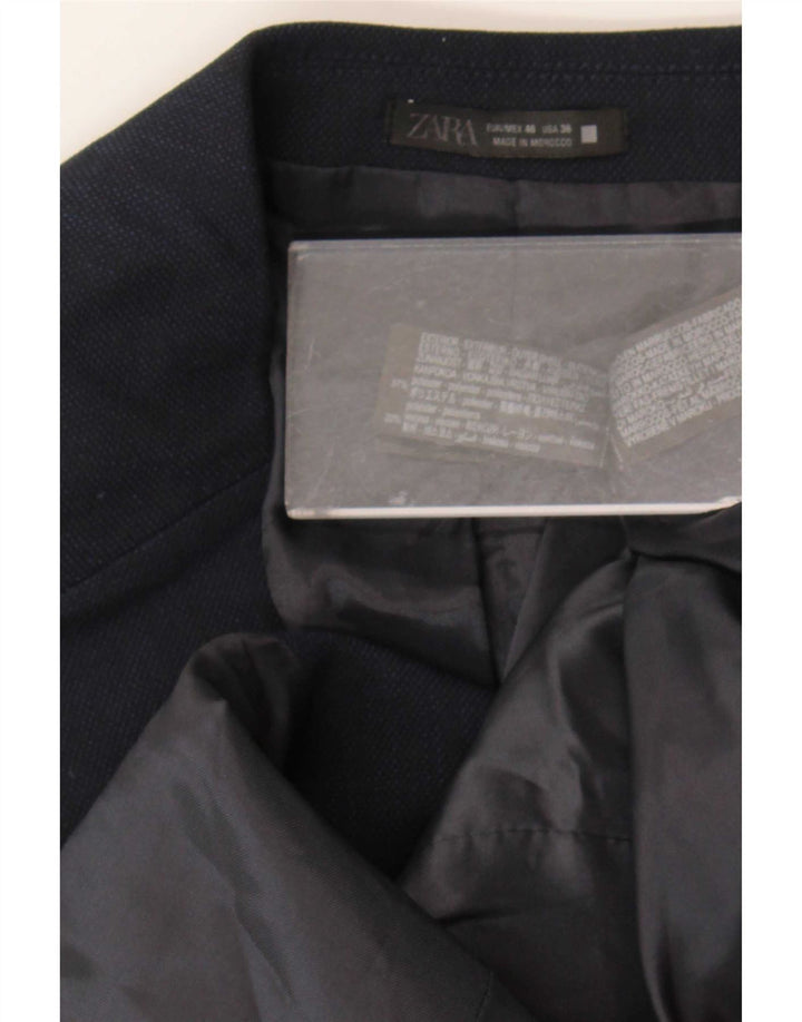 Zara Herren-Blazerjacke mit 2 Knöpfen, EU 46, klein, marineblau, Polyester