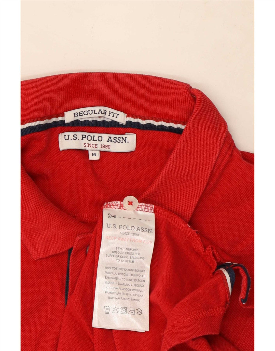 U.S. Polo Assn. Grafisches Herrenhemd in normaler Passform aus mittelroter Baumwolle
