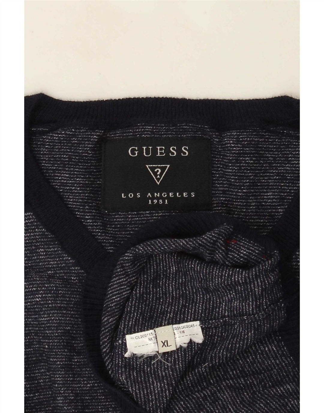 Guess Herren-Pullover mit V-Ausschnitt, XL, Marineblau meliert