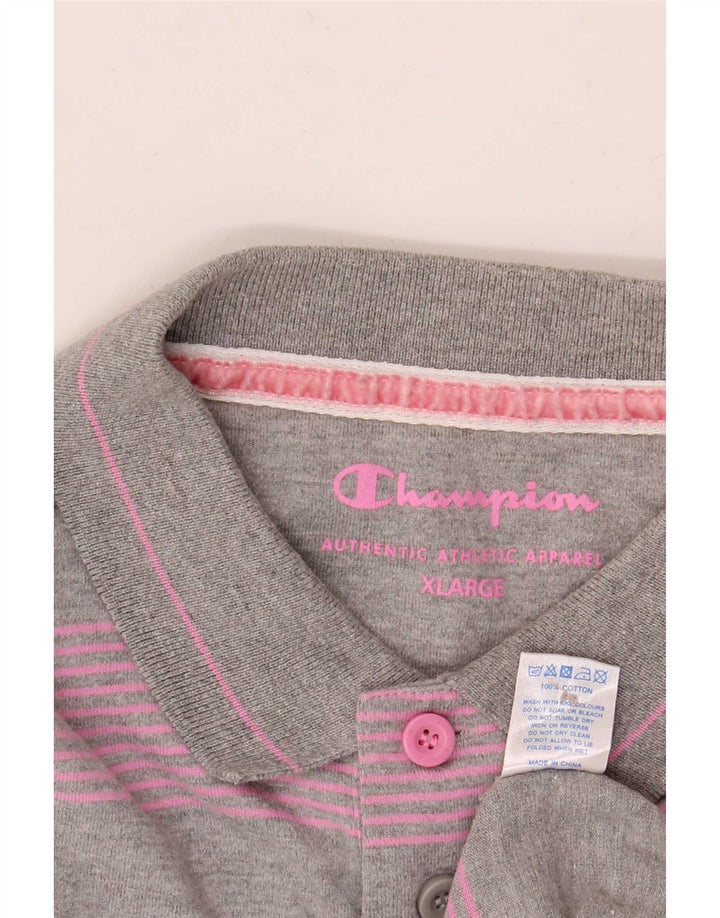 Champion Herren-Poloshirt XL, grau gestreift, Baumwolle
